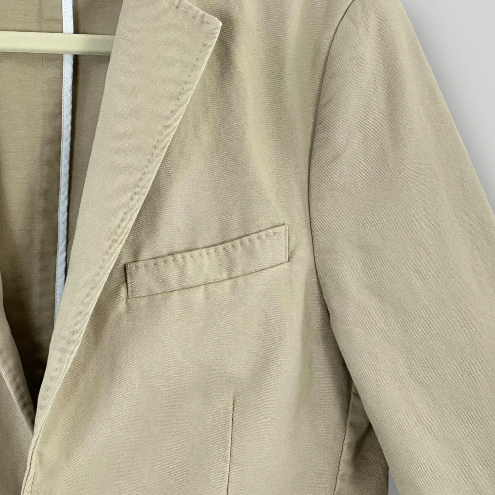 Scotch & Soda The Summer Blazer Mens Size Small Beige Cotton Linen Casual Jacket